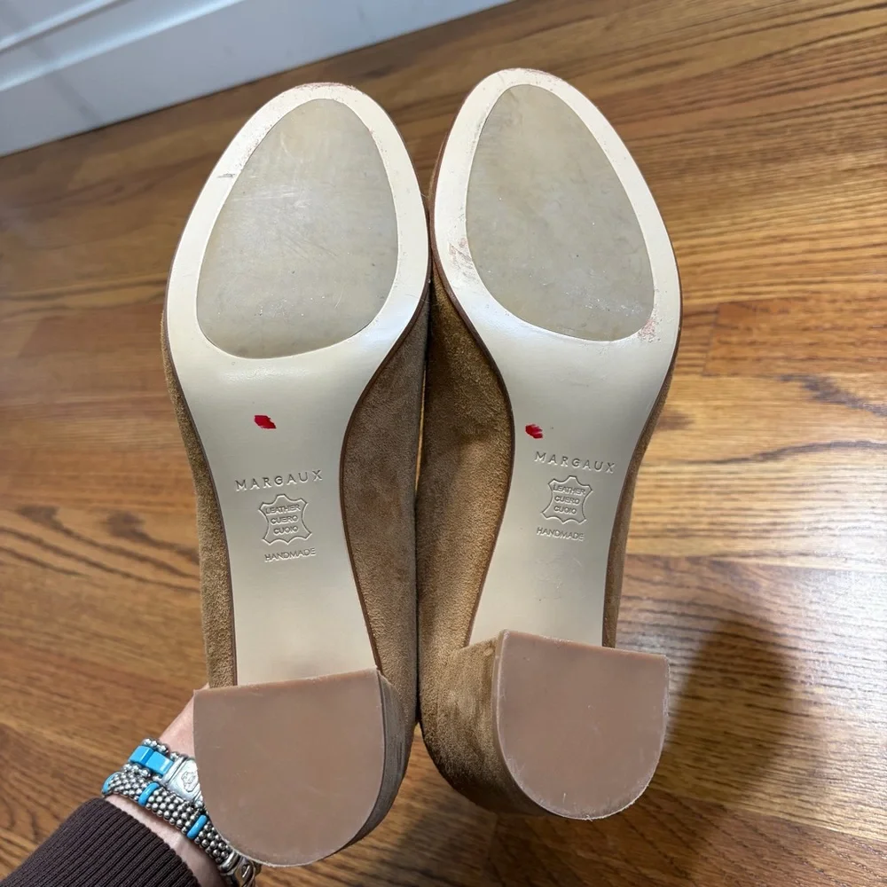 Margaux "The Heel" Suede Block Heel Pumps - Picture 6 of 7